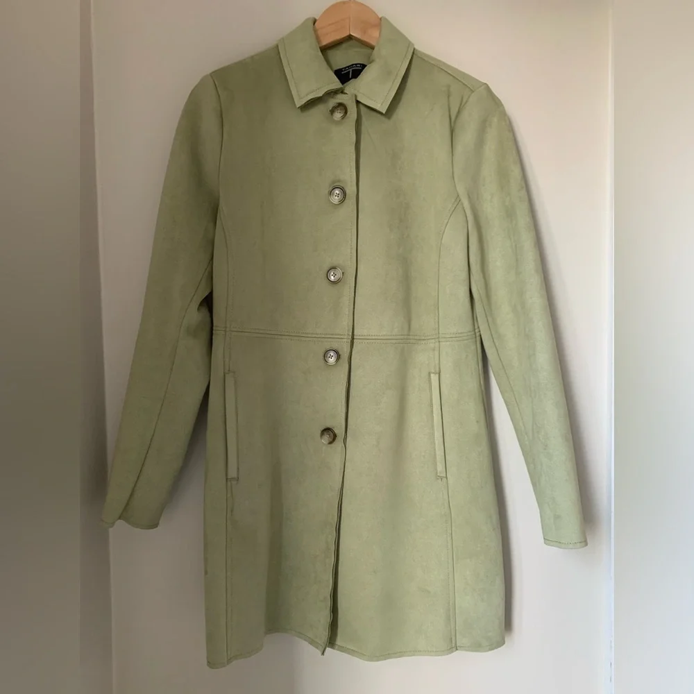 Tahari Olive Faux Suede Jacket - Picture 2 of 5